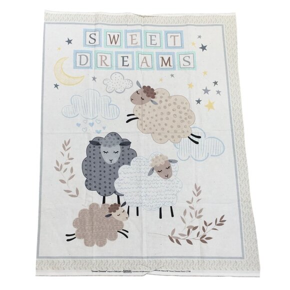 Kanvas Studios Sweet Dreams Fabric Panel for Baby Blanket 43x33" Sheep - Picture 1 of 8